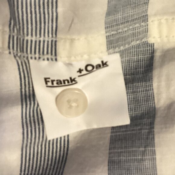 Frank & Oak Men's Button Down Short Sleeve Shirt Cotton Size M Stripes Classic - Picture 9 of 10